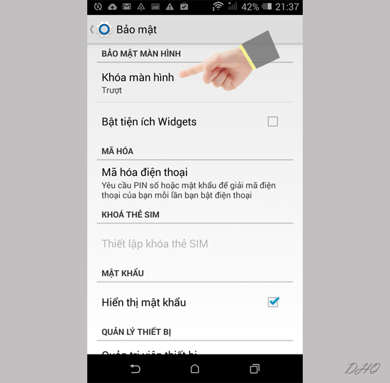 Chọn khóa màn hình